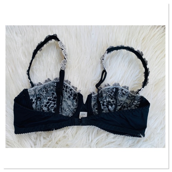 Aubade Paris Underwire Cup Bra Floral Lace Black White Size 32C - Picture 7 of 11
